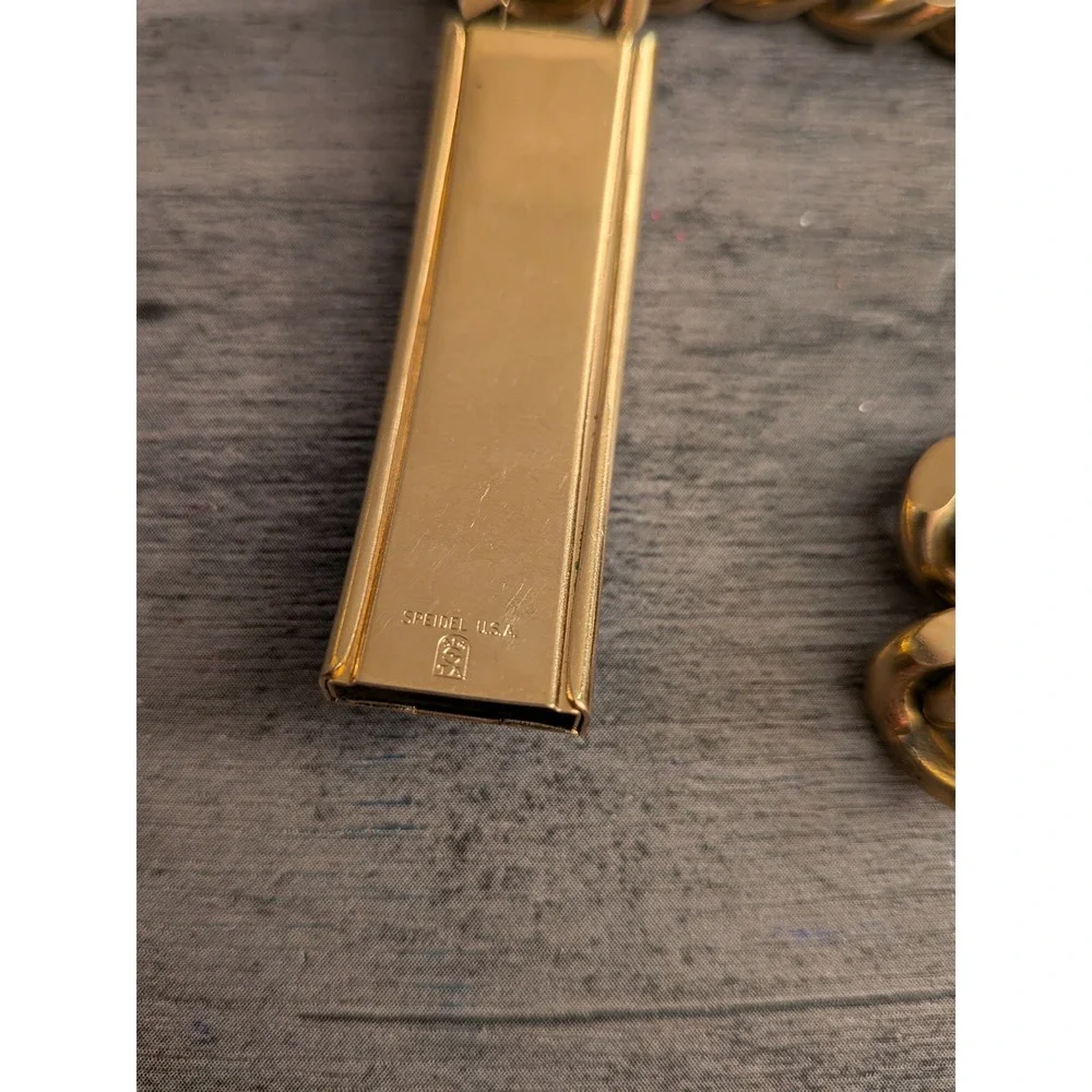 Speidel USA Mens‎ Gold Tone Curb Chain ID Bracelet Engraved Scott Vintage Style